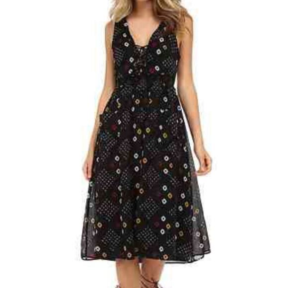 Free People Batiste Wildflower Black Medium Midi Dress - Picture 1 of 6